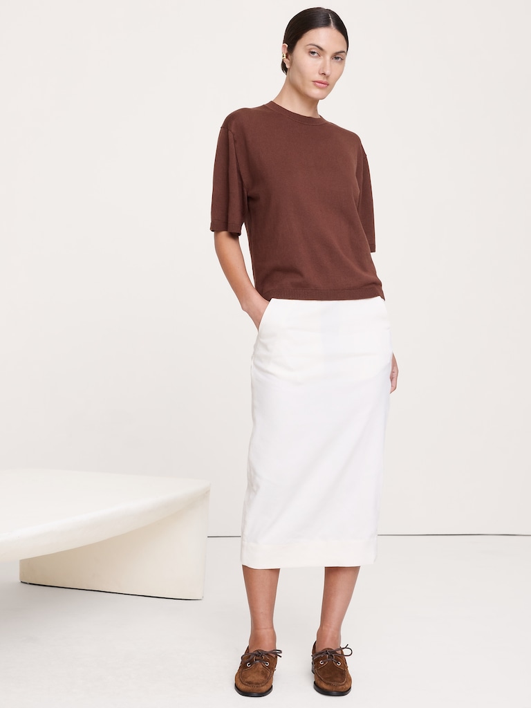 Larkspur Cotton-Silk Sweater Tee