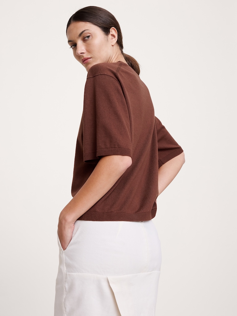 Larkspur Cotton-Silk Sweater Tee