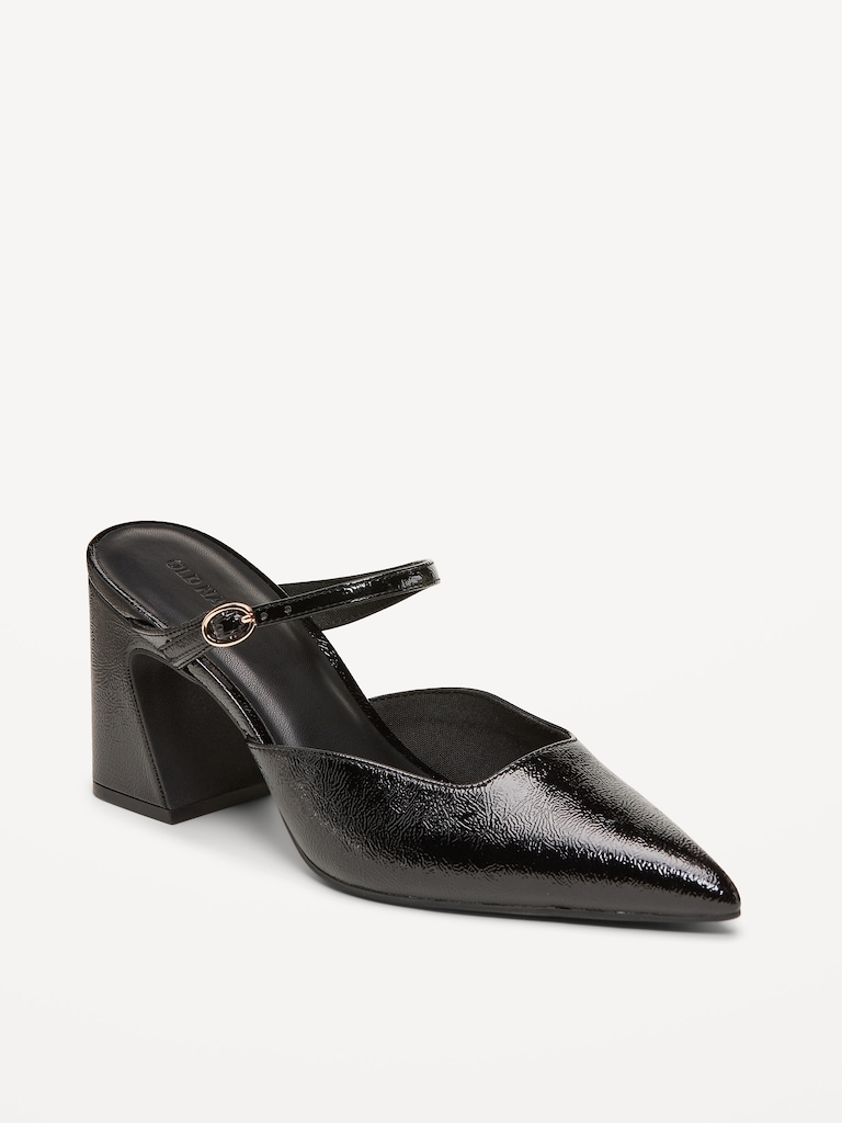 Buckle-Strap Mule Heels for Women