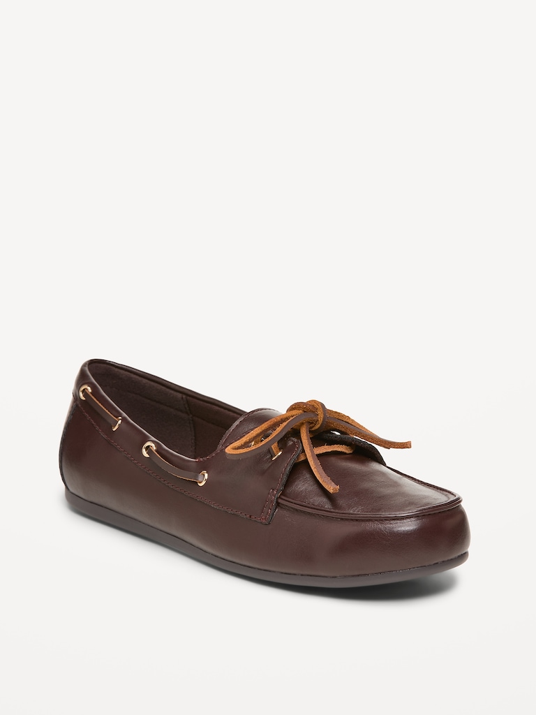 Faux-Leather Boat Shoes for Women