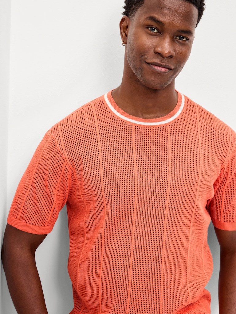 Relaxed Mesh-Knit T-Shirt