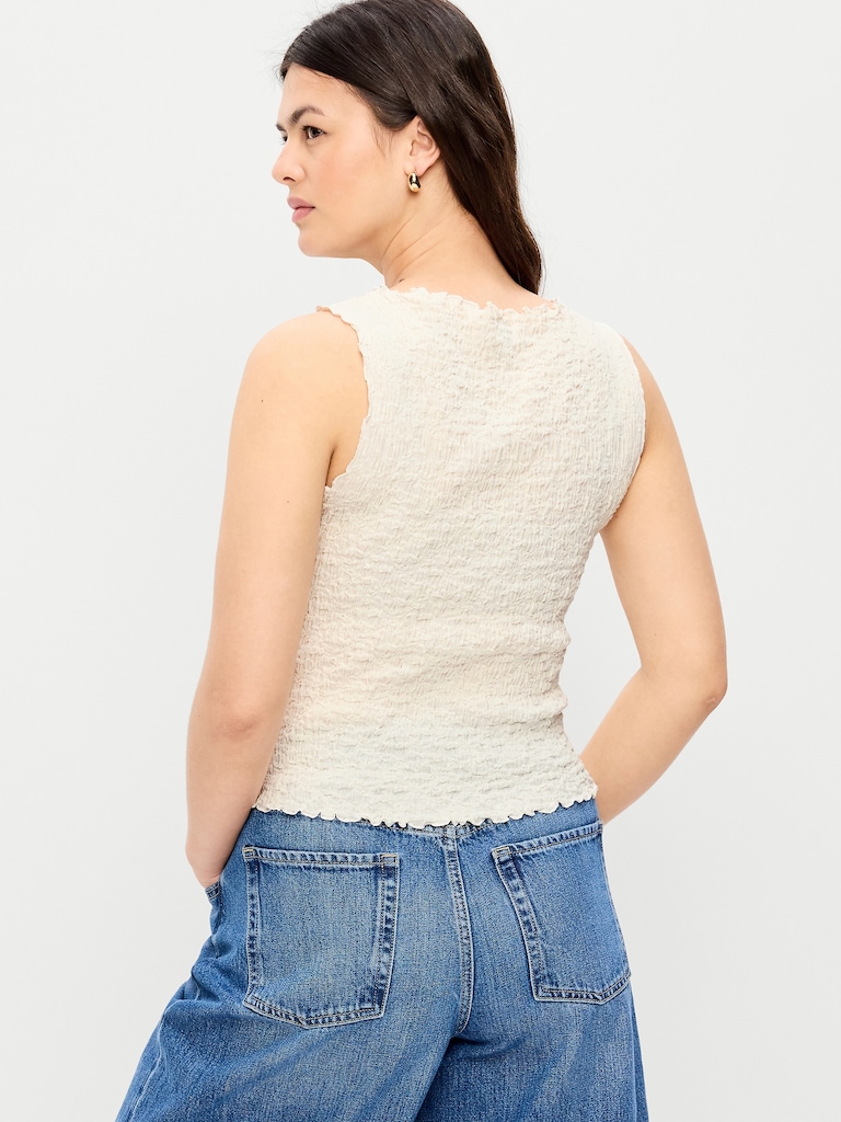 Sleeveless Smocked Tank Top