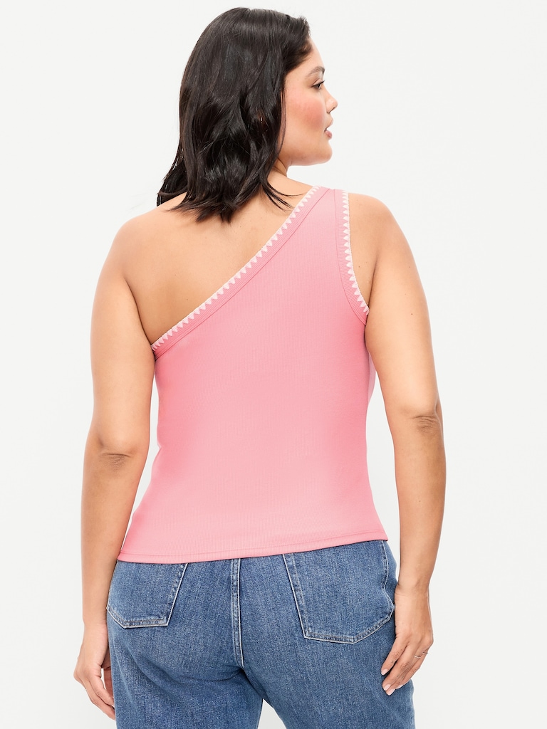 Ribbed One-Shoulder Tank Top