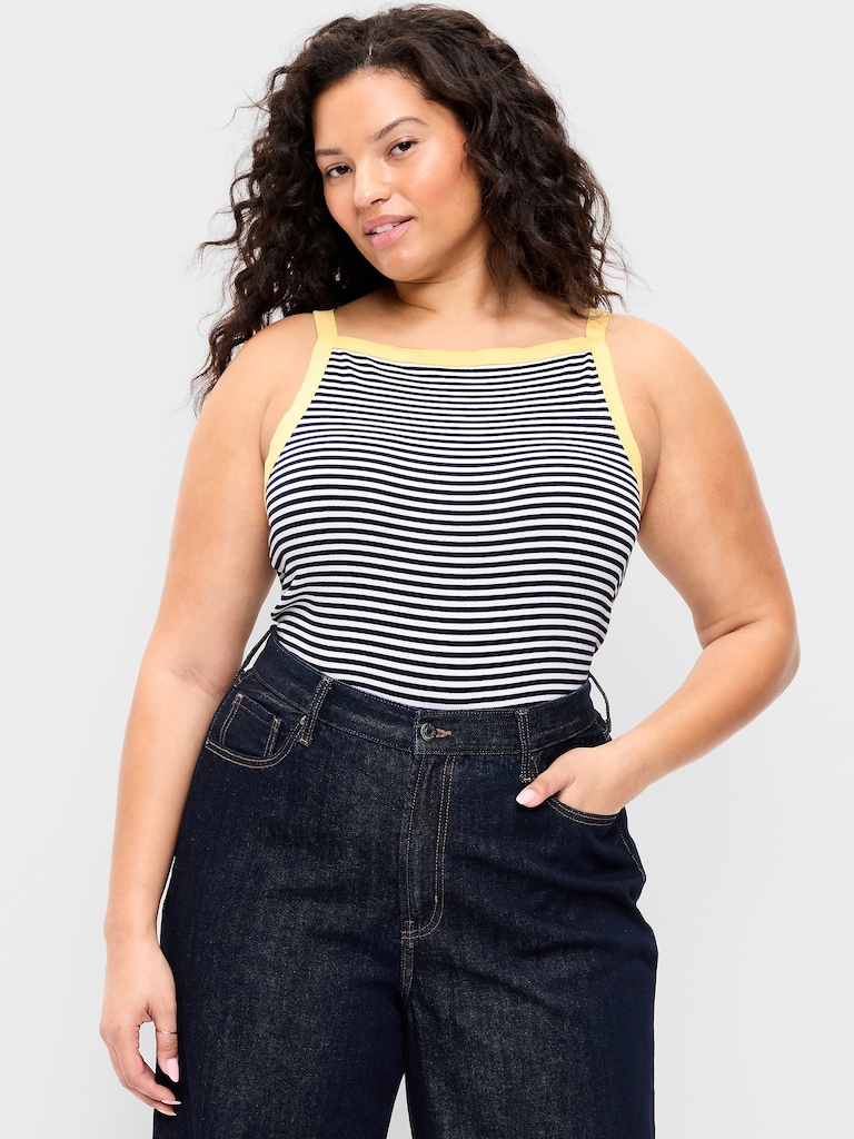 Fitted Sleeveless Apron Tank Top