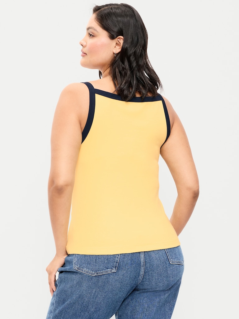 Fitted Sleeveless Apron Tank Top