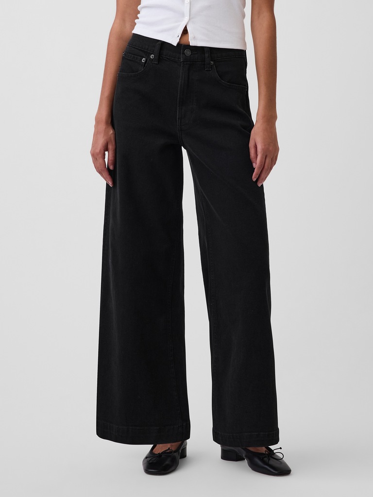 High Rise Stride Wide-Leg Ankle Jeans