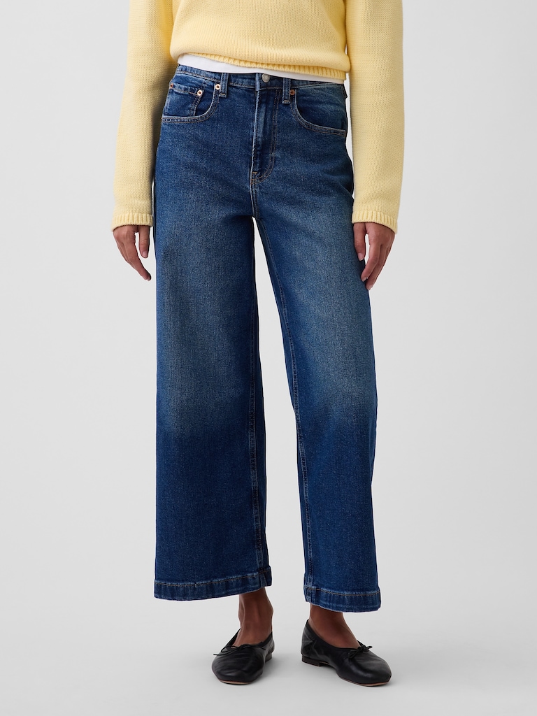 High Rise Stride Wide-Leg Ankle Jeans