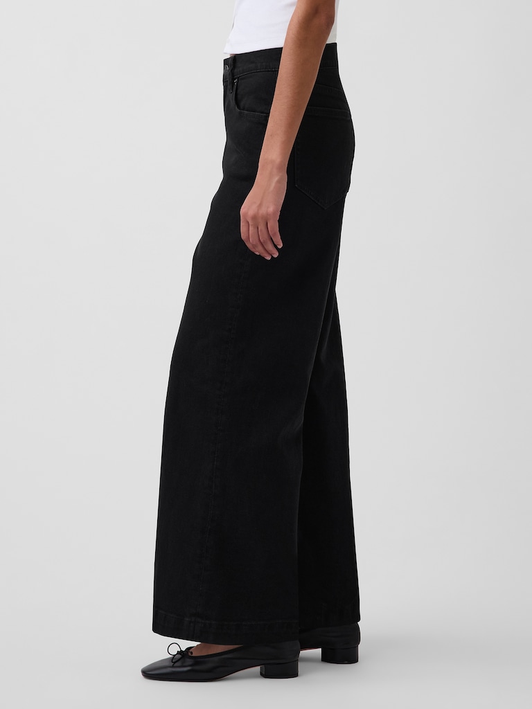 High Rise Stride Wide-Leg Ankle Jeans