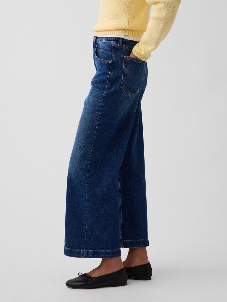 High Rise Stride Wide-Leg Ankle Jeans