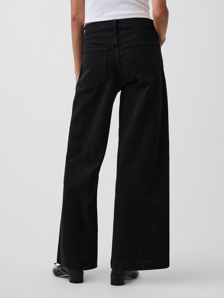 High Rise Stride Wide-Leg Ankle Jeans