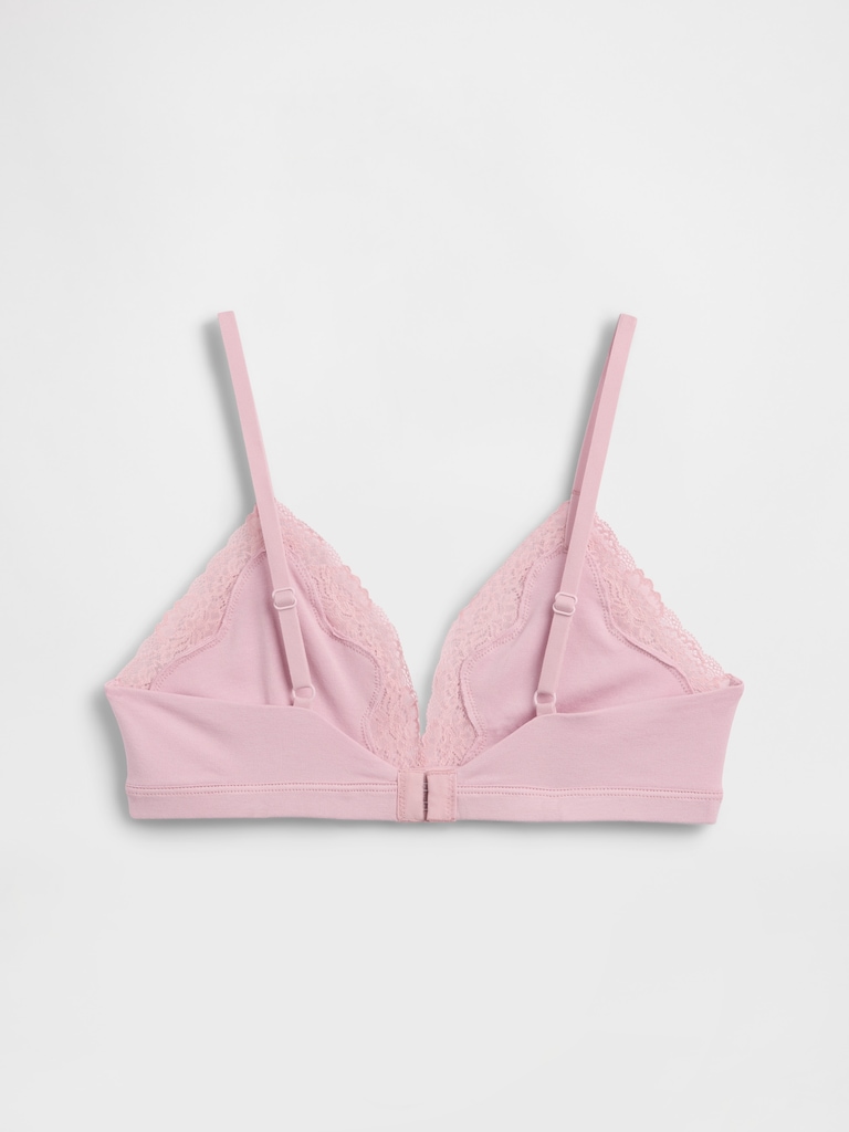 Organic Stretch Cotton Lace-Trim Triangle Bra