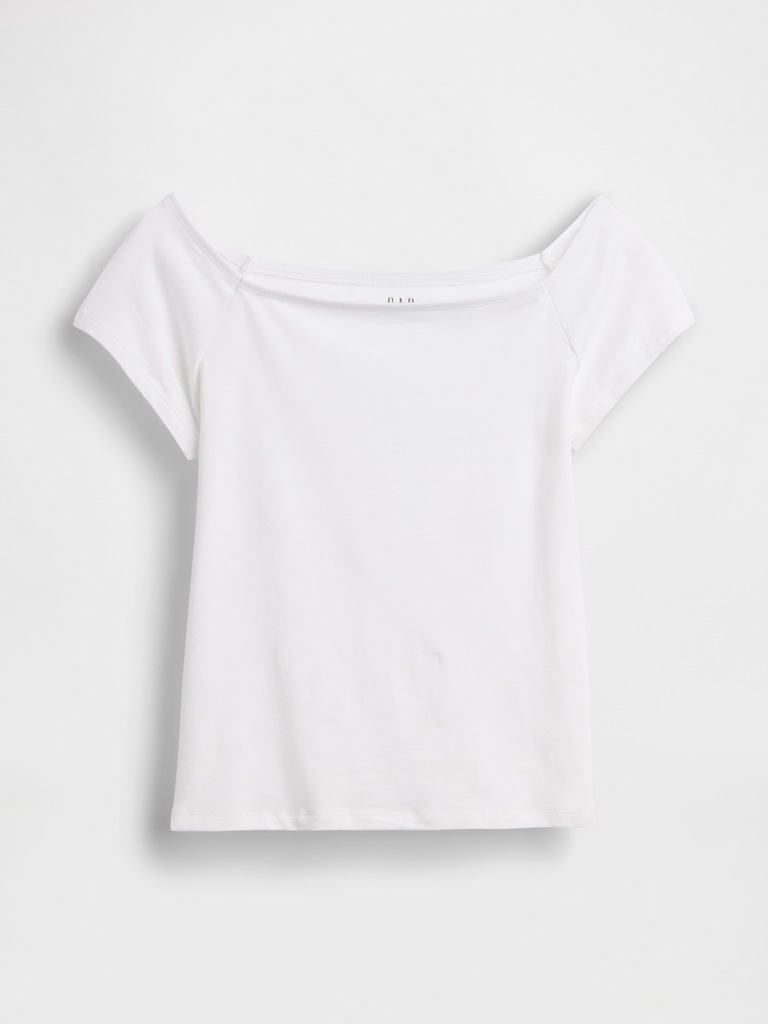 CloseKnit Jersey Off-Shoulder Crop T-Shirt
