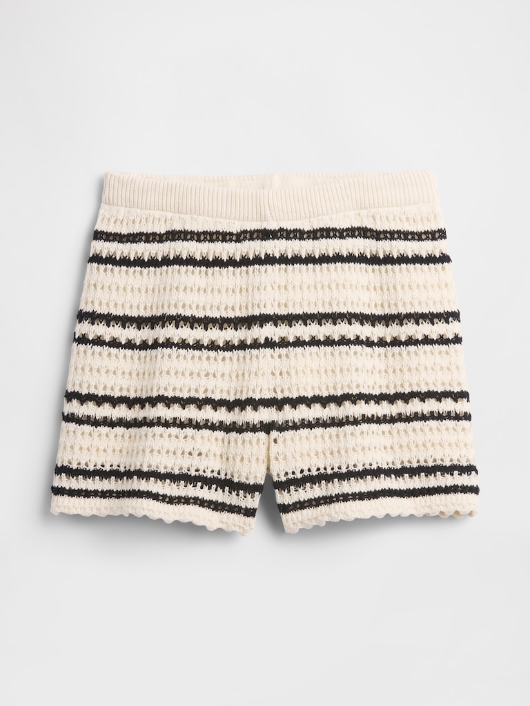 Relaxed Pull-On Crochet Sweater Shorts