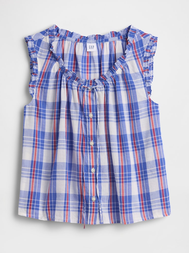 Relaxed Sleeveless Tie-Neck Top