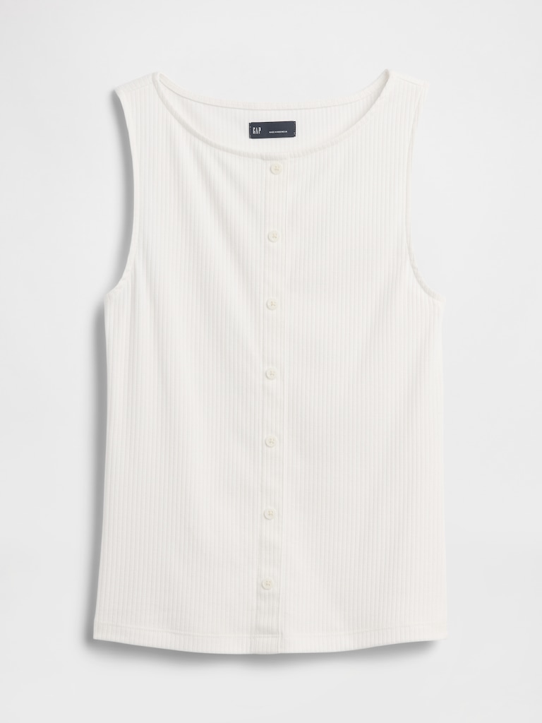 Ribbed Button-Up Top