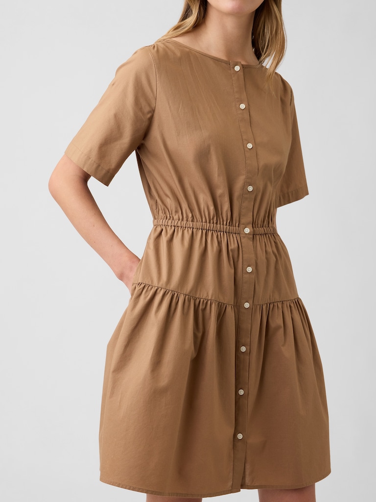 Poplin Button-Up Mini Dress