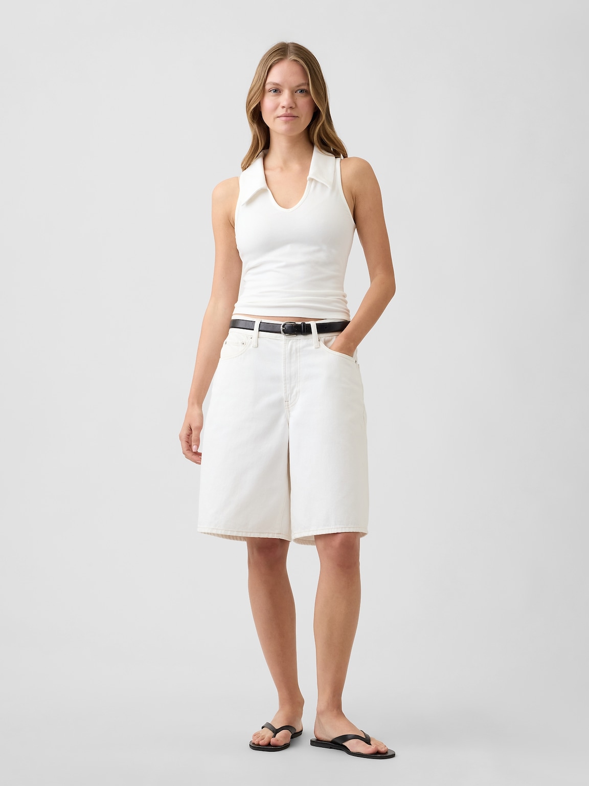 Sleeveless Scoopneck Polo Shirt