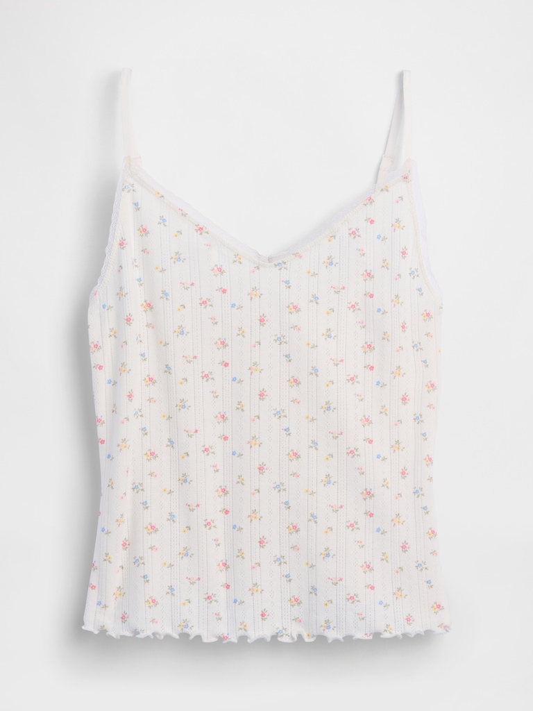 Pointelle Lettuce-Hem Crop PJ Cami