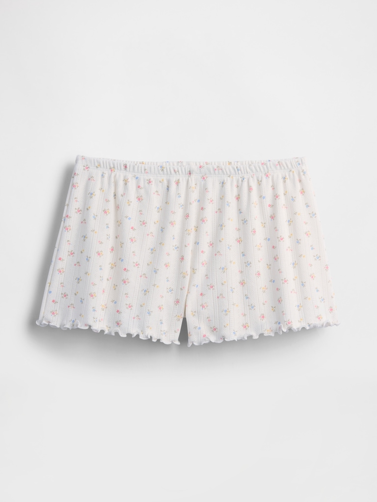 Pointelle Lettuce-Hem PJ Shorts