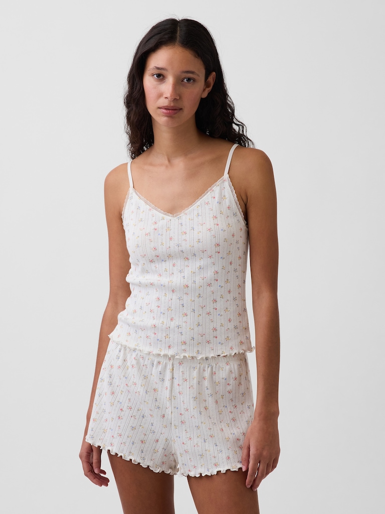 Pointelle Lettuce-Hem Crop PJ Cami