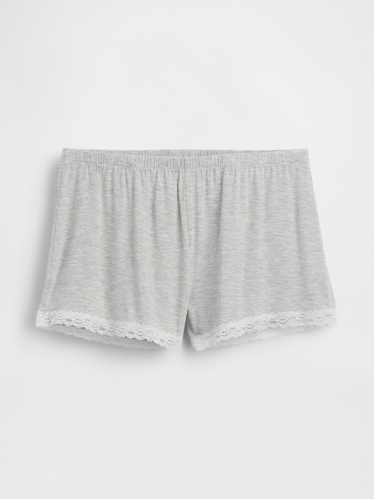 Short de pyjama en modal ultra-doux à bordure en dentelle