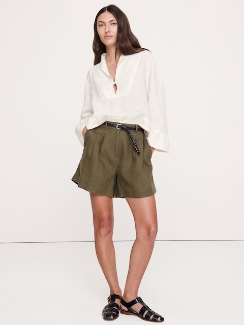 green ruched button down dress Mariella Ruched Button Down Mini Dress Green main image 1