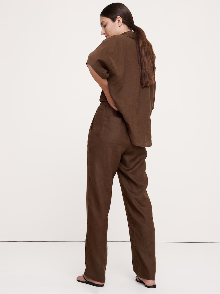 The Getaway Straight-Leg Pull-On Pant in Linen