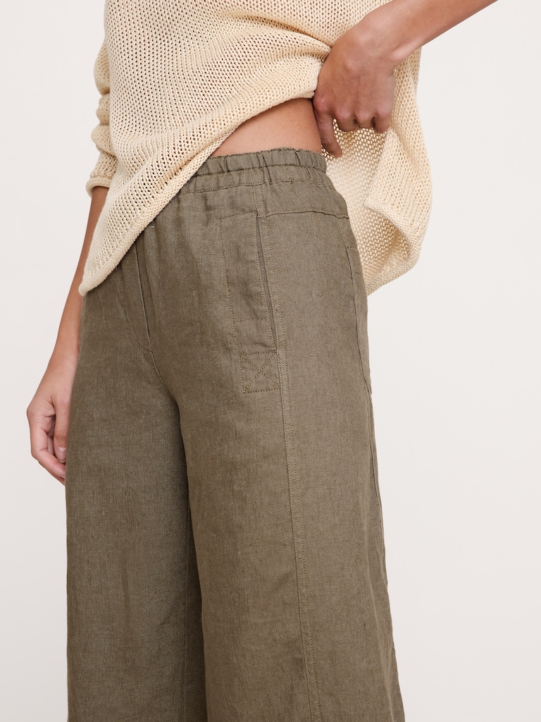 Mid-Rise Relaxed Painter Pull-On Pant in Linen