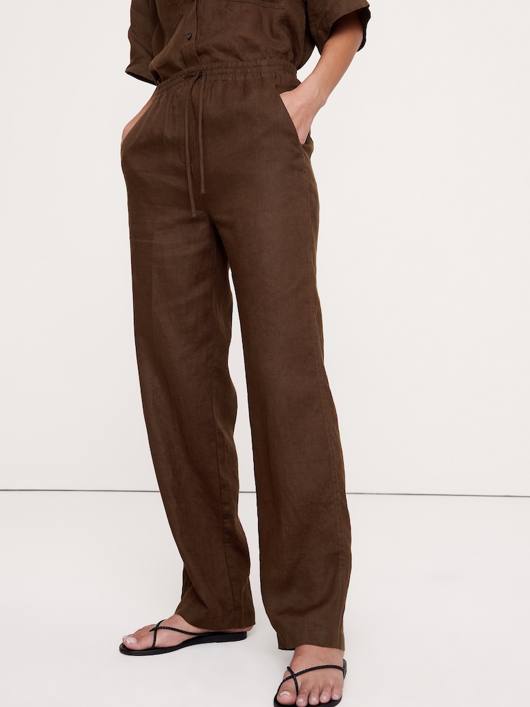 The Getaway Straight-Leg Pull-On Pant in Linen