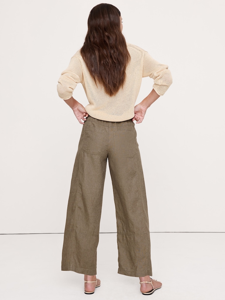 Mid-Rise Relaxed Painter Pull-On Pant in Linen