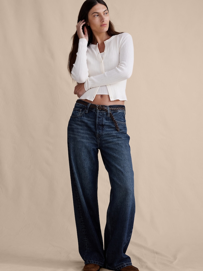 Mid-Rise Baggy-Straight Lightweight Jean