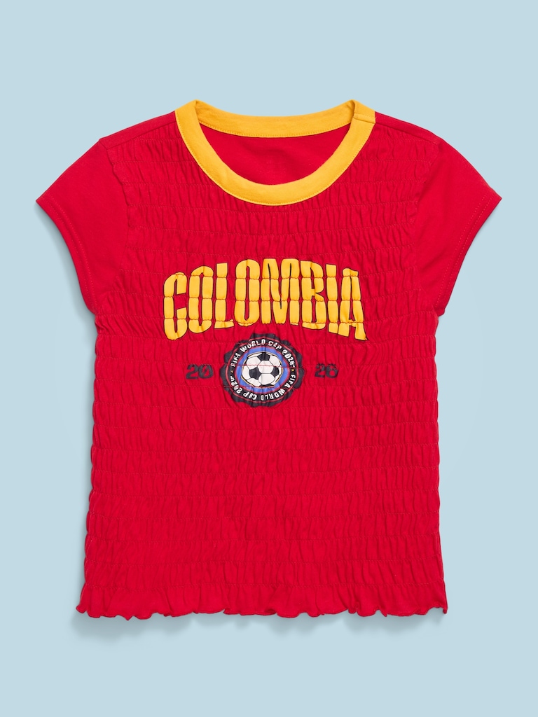 FIFA World Cup 26™ Colombia Smocked Graphic T-Shirt for Girls