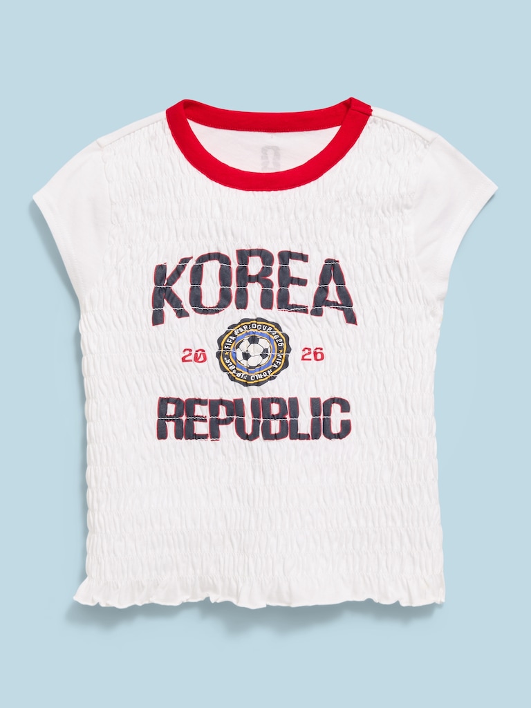 FIFA World Cup 26™ Korea Republic Smocked Graphic T-Shirt for Girls
