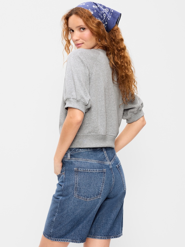 Short-Sleeve Cropped Raglan Sweatshirt