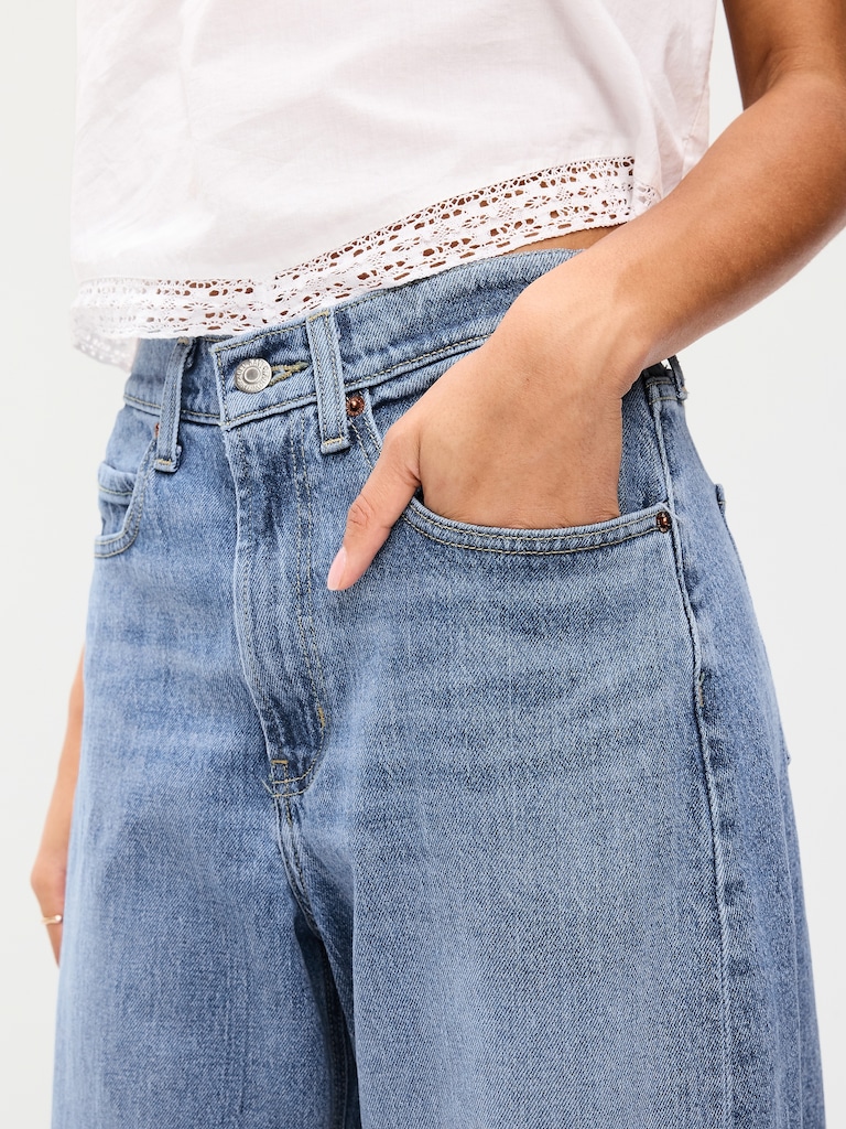 Jean coupe généreuse baril à taille haute longueur cheville