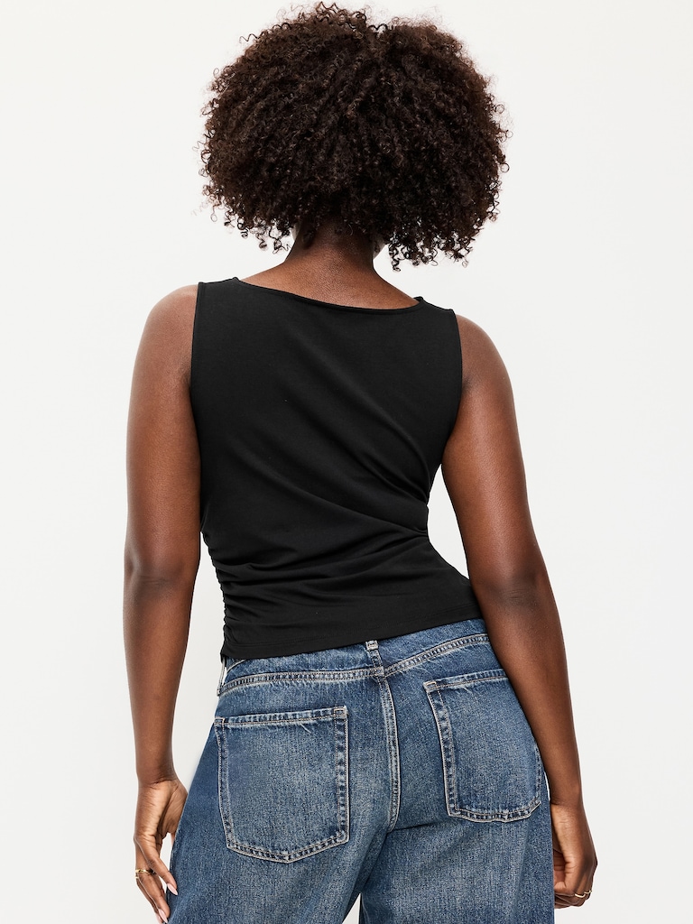 Asymmetrical Side-Cinch Tank Top