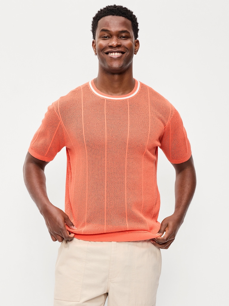 Relaxed Mesh-Knit T-Shirt