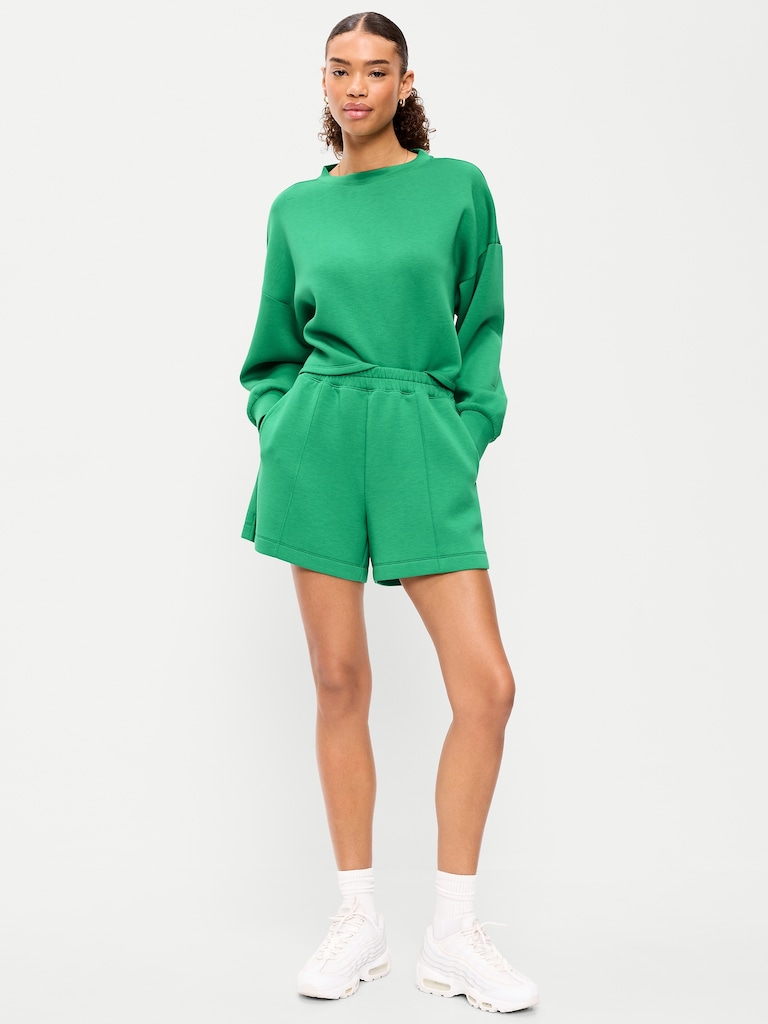 High-Waisted Bounce Fleece Shorts -- 5-inch inseam