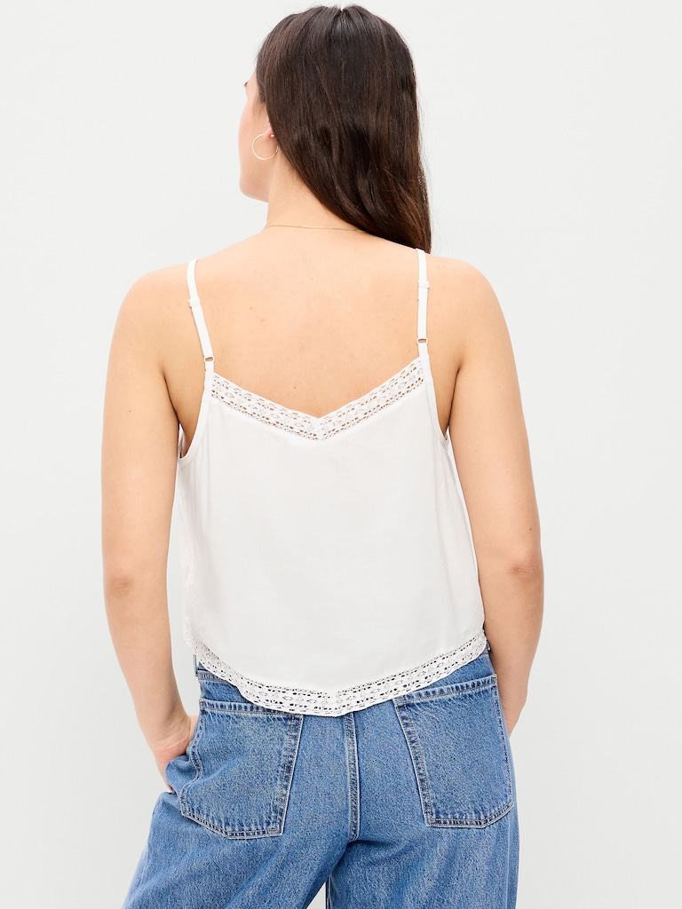 Lace-Trim Scarf Tank Top