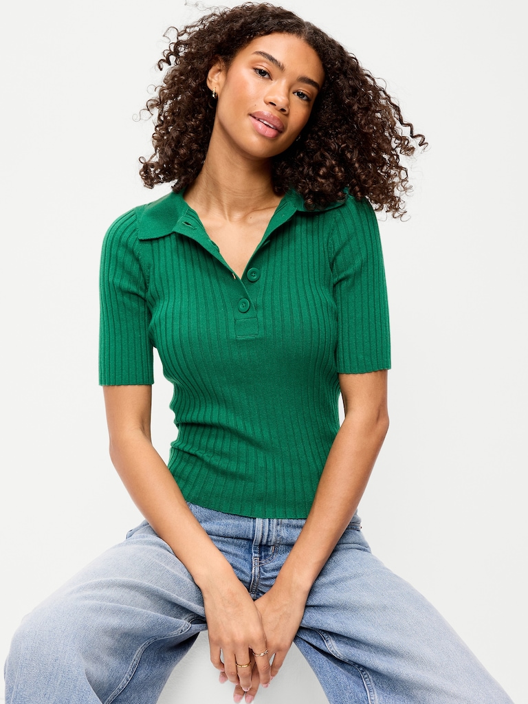 Short-Sleeve Ribbed Polo
