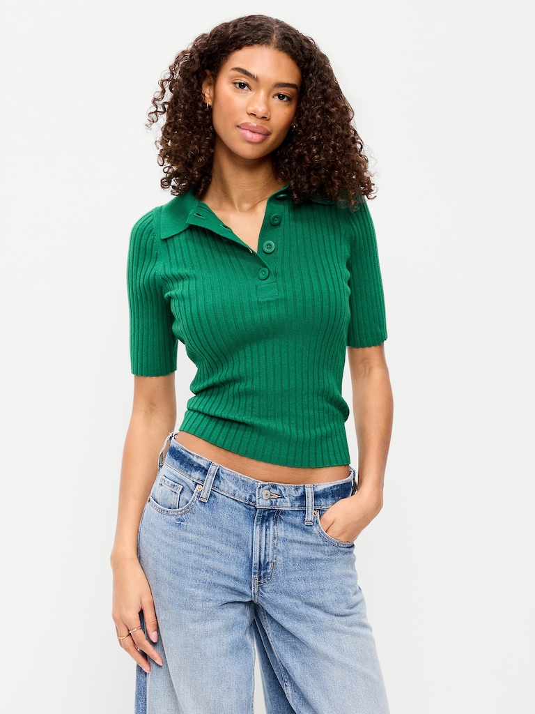 Short-Sleeve Ribbed Polo