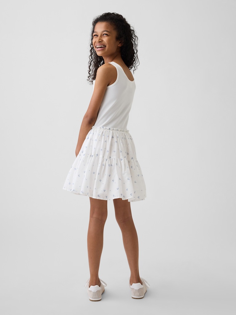 Kids Mixed Media Tiered Tank Dress