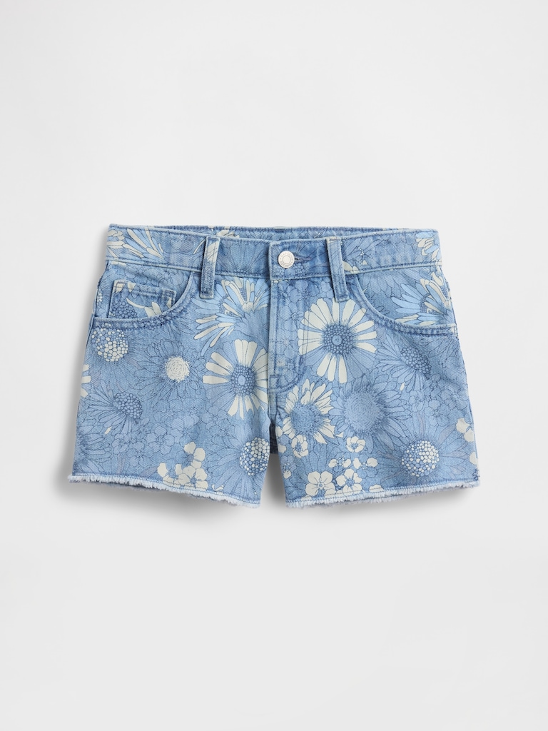 Kids Low Rise Stride Floral Denim Shorts