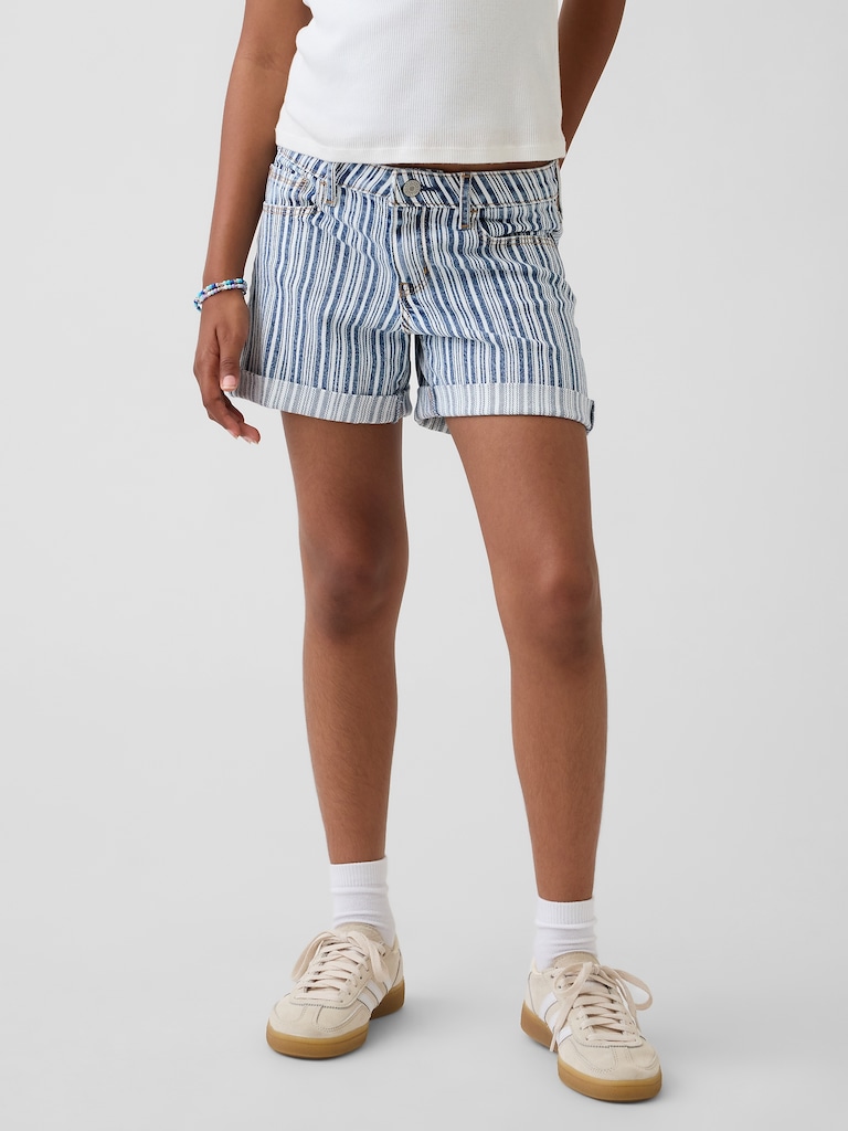 Kids Denim Stripe Midi Shorts