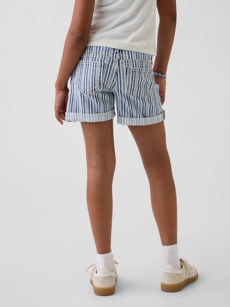 Kids Denim Stripe Midi Shorts