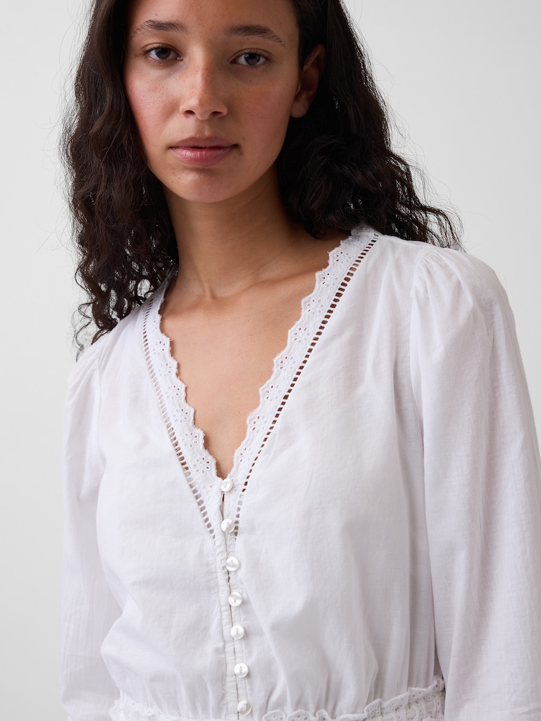 Lace-Trim Mini Dress