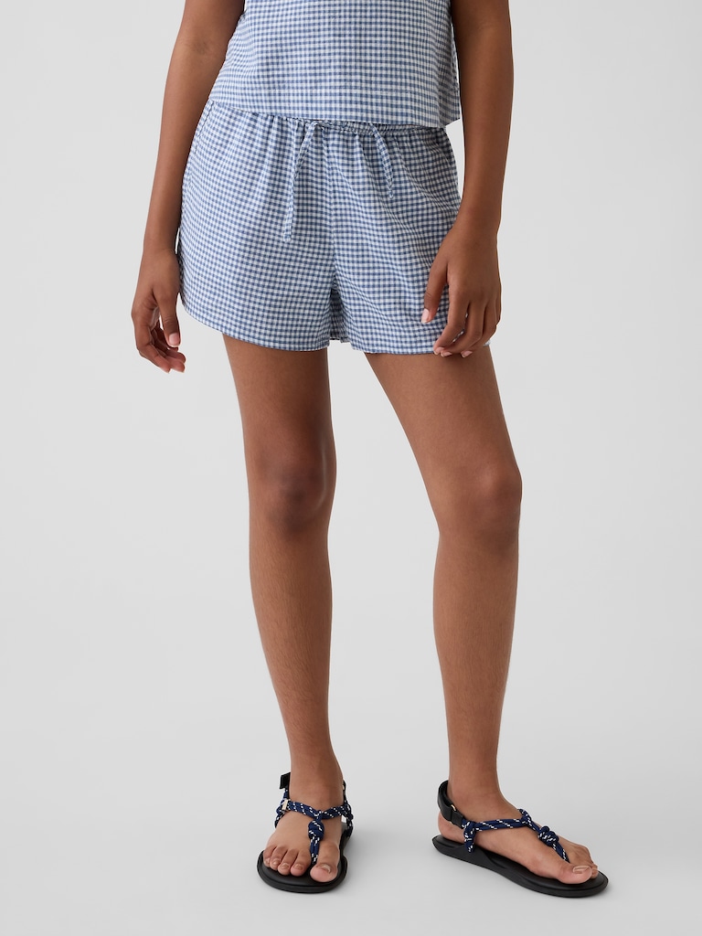 Kids Linen-Cotton Gingham Easy Shorts