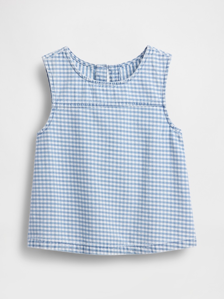 Kids Gingham Denim Shell Tank Top