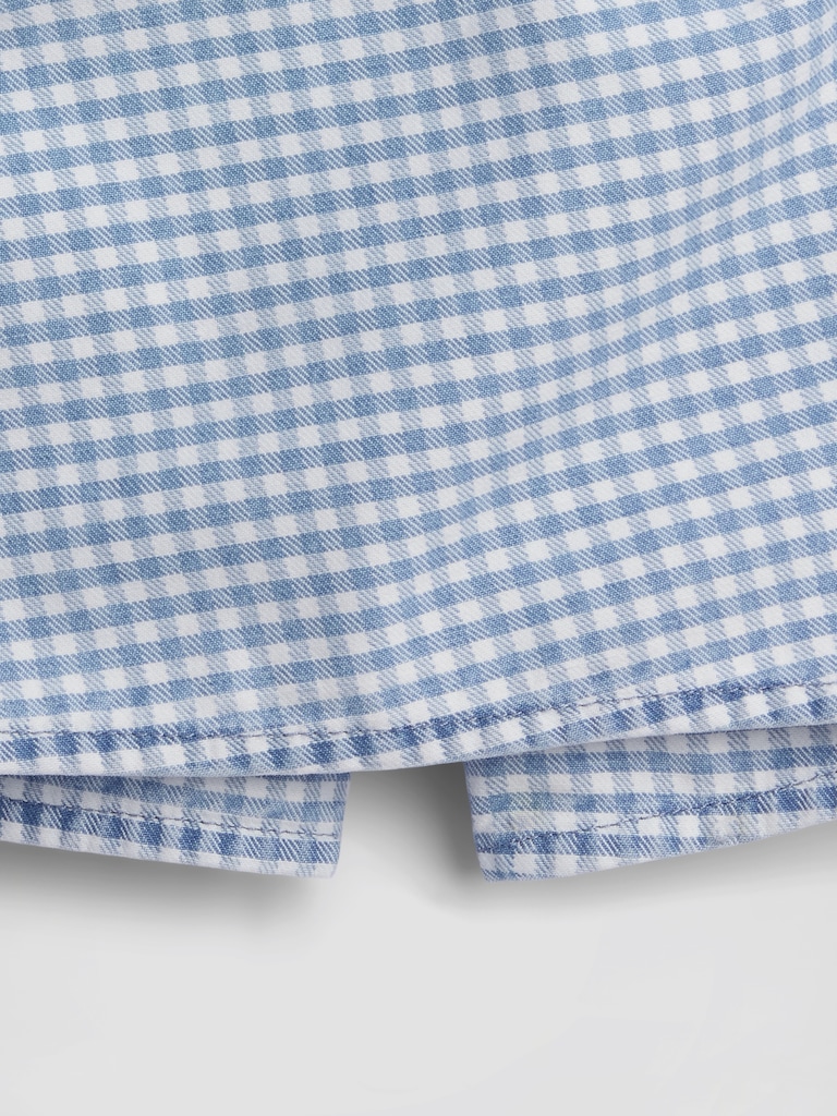 Kids Gingham Denim Wrap-Front Mini Skort