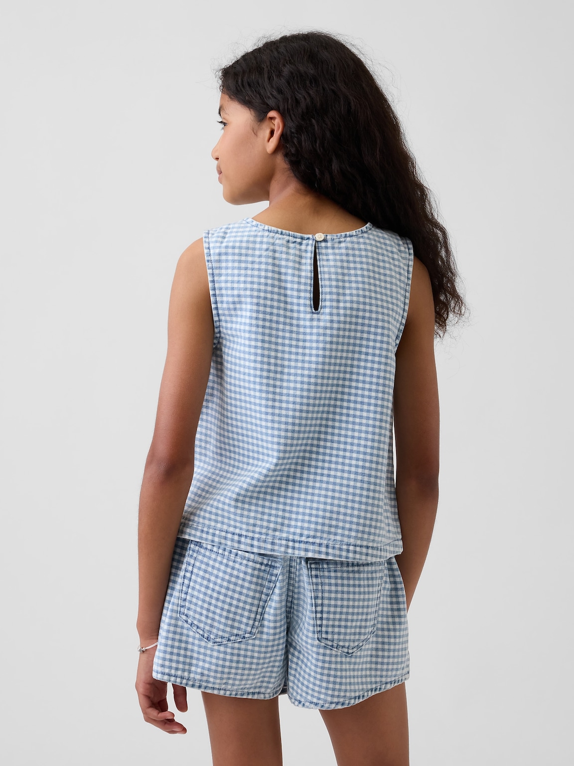 Kids Gingham Denim Shell Tank Top